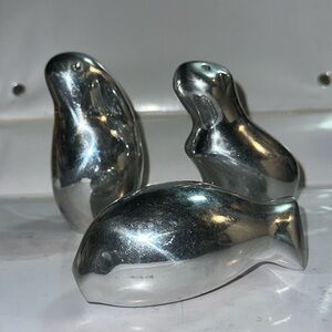 Lot of 3, Vintage Leo Schimanszky Chrome Modernist Hamster, Bunny and Koi?